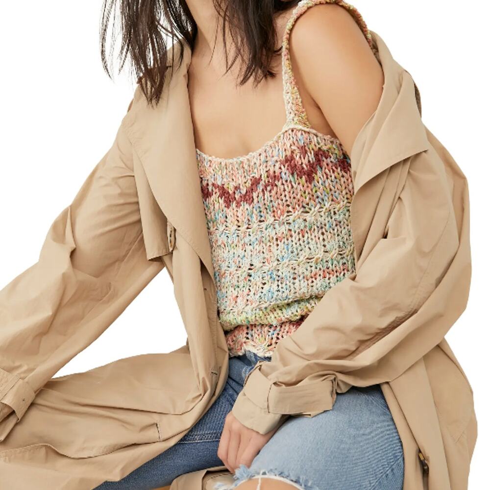 NEW Free People Palmetto Cotton Blend Candied Dream Knit Tank Top Sz Extra Small